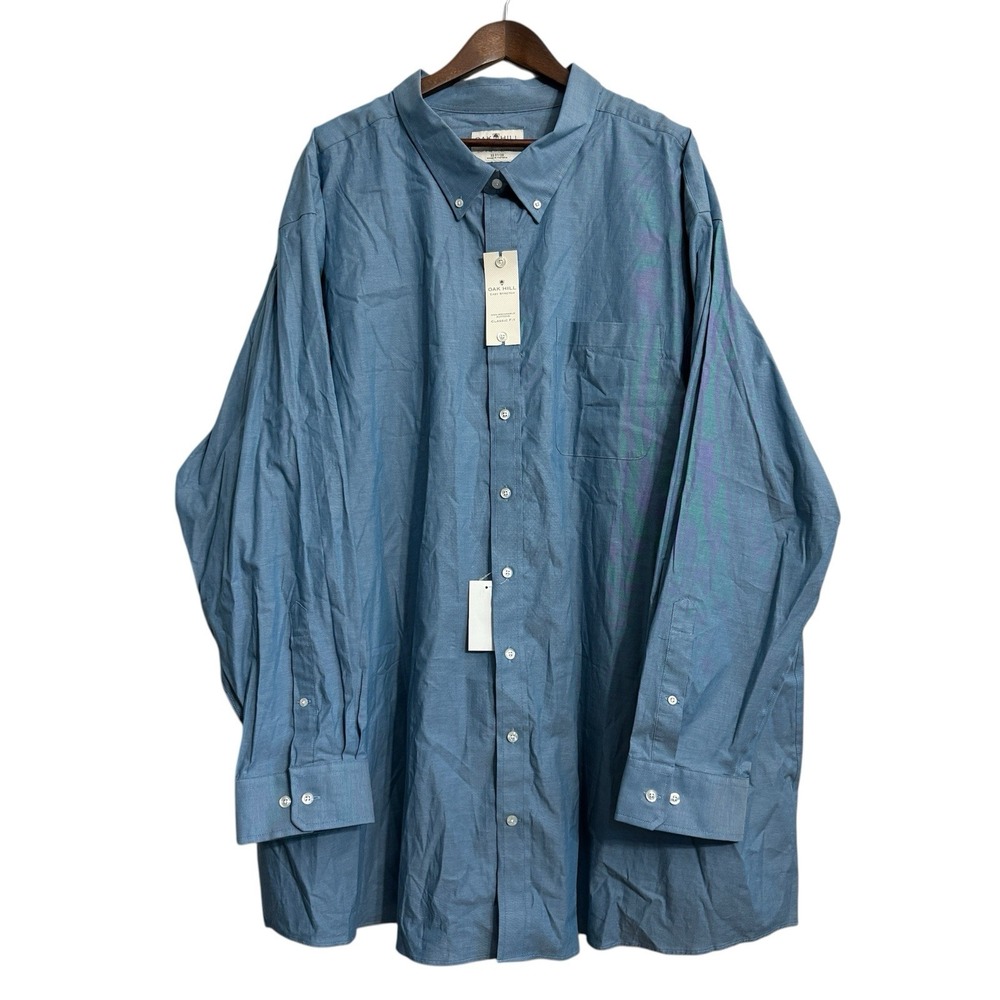 NEW Oak Hill shirt men's 22 37/38 5XL blue classic stretch long sleeve NWT‎ $65